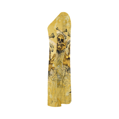 Awesome skull in golden colors Bateau A-Line Skirt (D21)