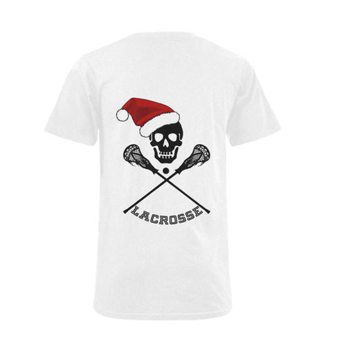 Santa Hat Lacrosse Skull Christmas Men's V-Neck T-shirt (USA Size) (Model T10)