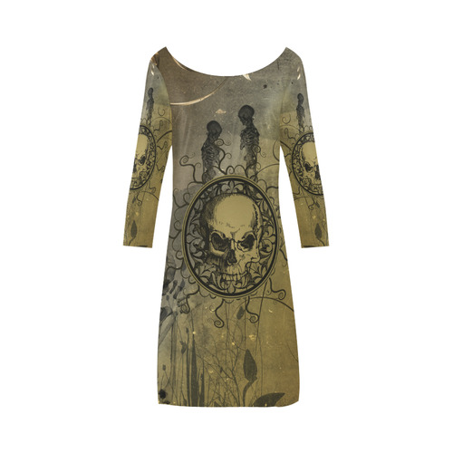 Amazing skull with skeletons Bateau A-Line Skirt (D21)