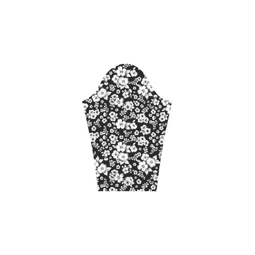 Fine Flowers Pattern Solid Black White Bateau A-Line Skirt (D21)