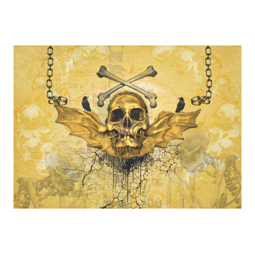 Awesome skull in golden colors Cotton Linen Tablecloth 60"x 84"