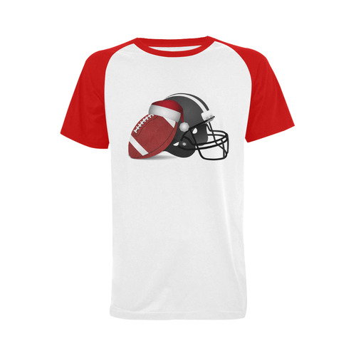 Santa Hat Football and Helmet Christmas Men's Raglan T-shirt Big Size (USA Size) (Model T11)