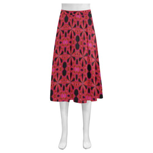 Black Red and Pink Mnemosyne Women's Crepe Skirt (Model D16)