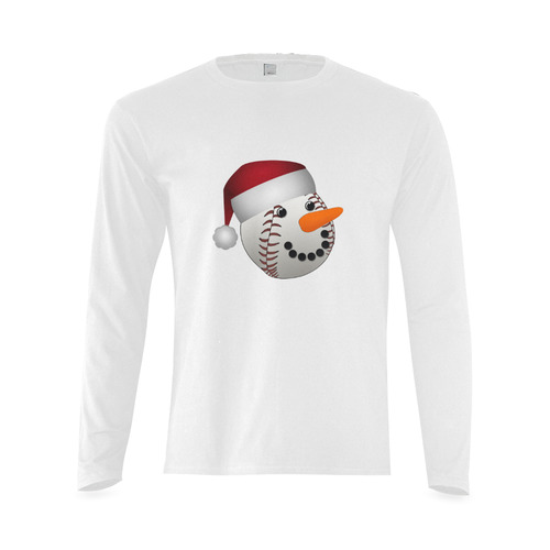 Santa Hat Baseball Cute Face Christmas Sunny Men's T-shirt (long-sleeve) (Model T08)