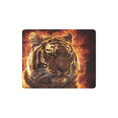 A magnificent tiger is surrounded by flames Rectangle Mousepad