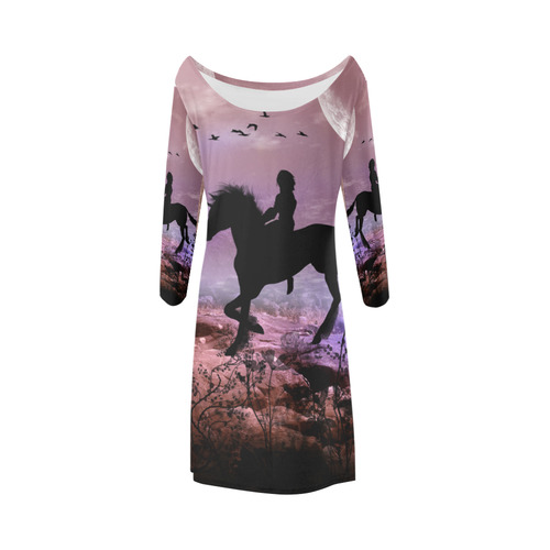 The unicorn with fairy Bateau A-Line Skirt (D21)