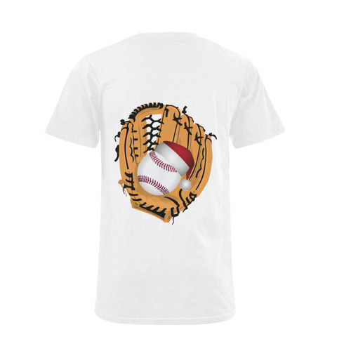 Santa Hat Baseball and Glove Christmas Men's V-Neck T-shirt (USA Size) (Model T10)