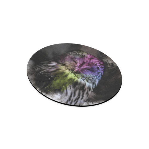 Abstract colorful owl Round Mousepad