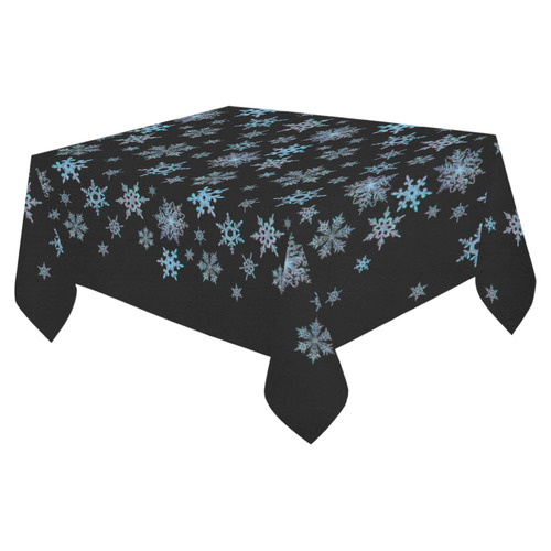 Snowflakes, Blue snow original design Cotton Linen Tablecloth 52"x 70"