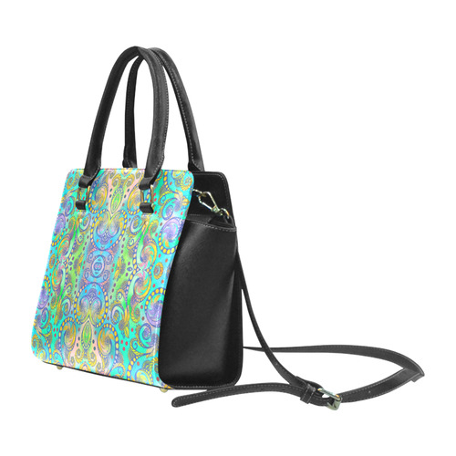 Oriental Flowers Spirals Ornaments Soft Colored Classic Shoulder Handbag (Model 1653)