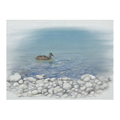 Swimming Duck, watercolor Cotton Linen Tablecloth 52"x 70"