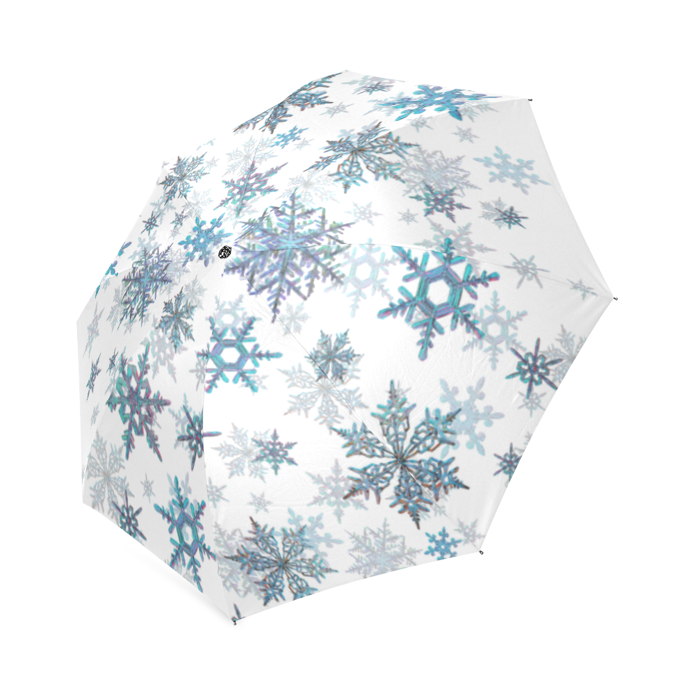 Snowflakes, Blue snow, stitched Foldable Umbrella (Model U01) ID D942922