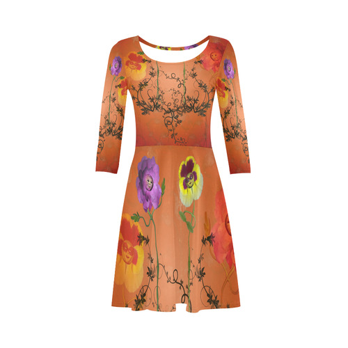 Fantasy flowers 3/4 Sleeve Sundress (D23)