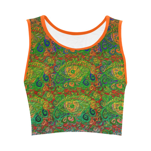 Your Paisley Eye Oil Paint by MJS and Aleta Women's Crop Top (Model T42)