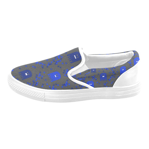 Blue Video Game Men's Slip-on Canvas Shoes (Model 019)