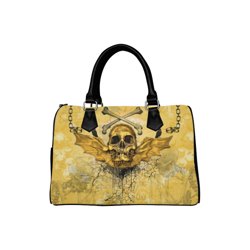 Awesome skull in golden colors Boston Handbag (Model 1621)