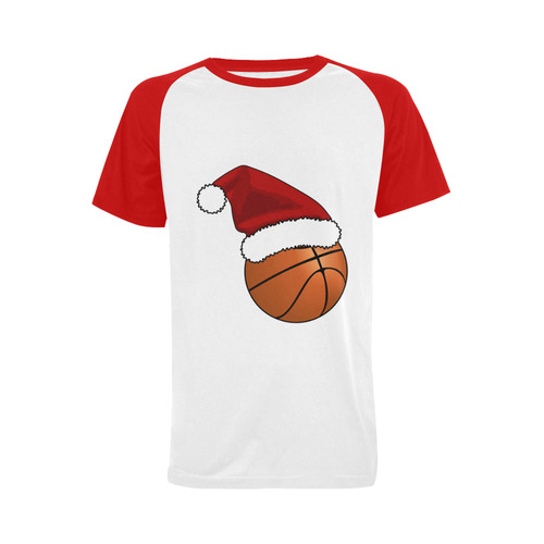 Santa Hat Basketball Christmas Men's Raglan T-shirt Big Size (USA Size) (Model T11)