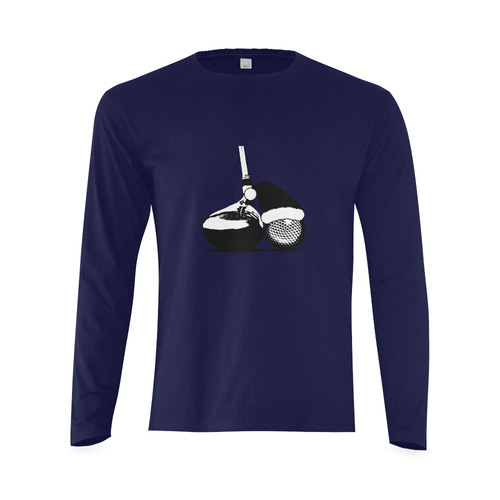 Santa Hat Golf Ball and Club Christmas Sunny Men's T-shirt (long-sleeve) (Model T08)