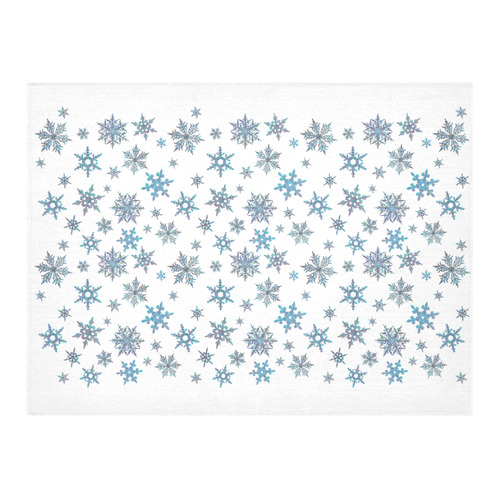 Snowflakes, Blue snow Cotton Linen Tablecloth 52"x 70"