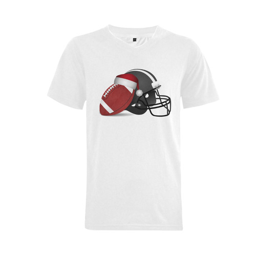 Santa Hat Football and Helmet Christmas Men's V-Neck T-shirt  Big Size(USA Size) (Model T10)