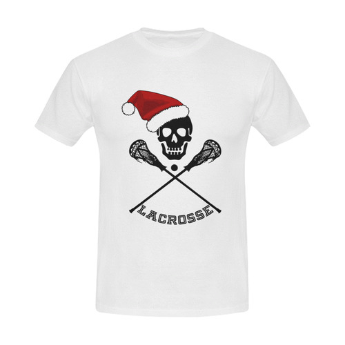 Santa Hat Lacrosse Skull Christmas Men's Slim Fit T-shirt (Model T13)