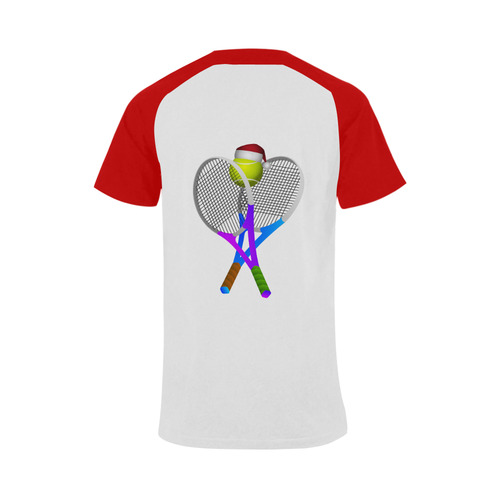 Santa Hat Tennis Ball and Rackets Christmas Men's Raglan T-shirt Big Size (USA Size) (Model T11)