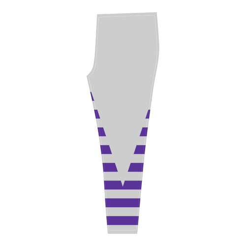 Geometric Style White solid Stripes Big Triangle Cassandra Women's Leggings (Model L01)
