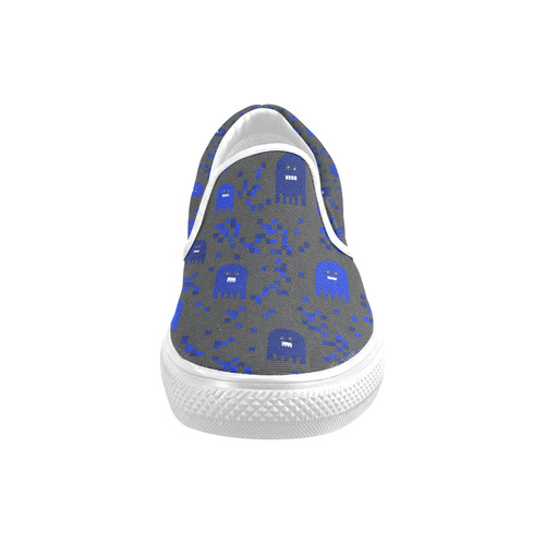 Blue Video Game Men's Slip-on Canvas Shoes (Model 019)