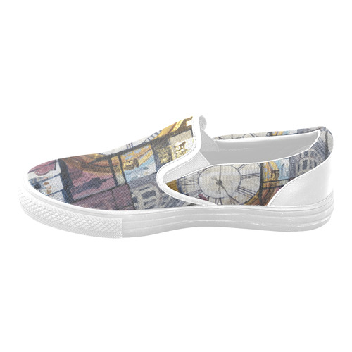 Flatiron and 5th Ave Clock Women's Unusual Slip-on Canvas Shoes (Model 019)