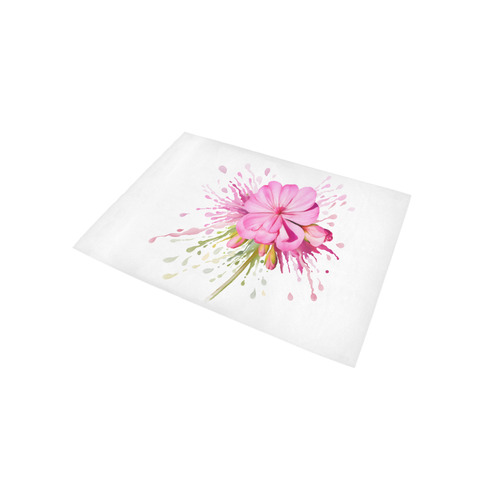 Pink flower color splash, watercolor Area Rug 5'x3'3''