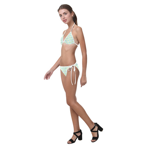 blue green and white circles Custom Bikini Swimsuit (Model S01)