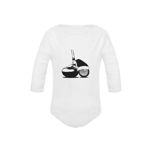 Santa Hat Golf Ball and Club Christmas Baby Powder Organic Long Sleeve One Piece (Model T27)