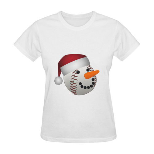 Santa Hat Baseball Cute Face Christmas Sunny Women's T-shirt (Model T05)