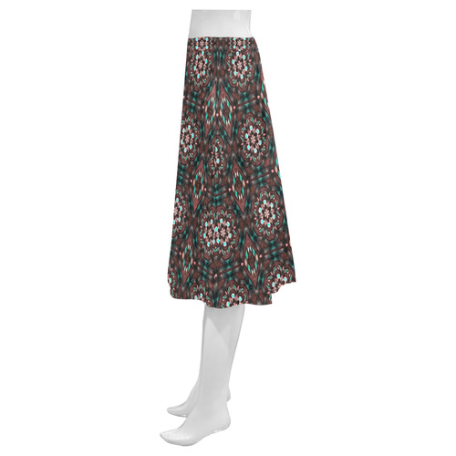 Black and Teal Mnemosyne Women's Crepe Skirt (Model D16)