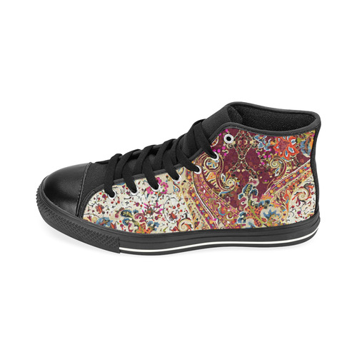 Vintage Jacobean Floral Tapestry High Top Canvas Women's Shoes/Large Size (Model 017)