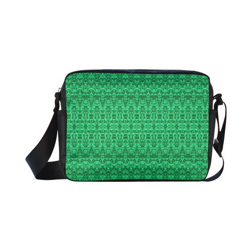 Bohemian Faded Green Abstract Damask Classic Cross-body Nylon Bags (Model 1632)