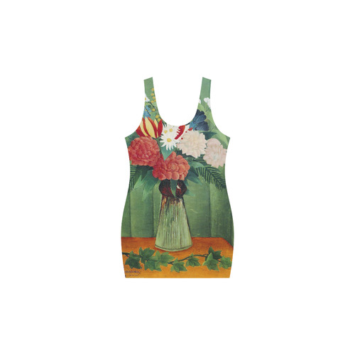 Henri Rousseau Bouquet of Flowers Still Life Medea Vest Dress (Model D06)