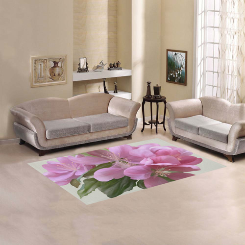 Pink Blossom Branch, watercolor Area Rug 5'x3'3''