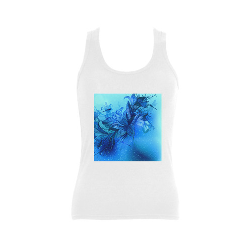 New! Designers T-Shirt for girl with blue dragonfly. Vintage edition 2016 in winter tones Women's Shoulder-Free Tank Top (Model T35)