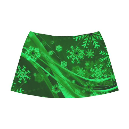Gorgeous Green Snowflakes Mnemosyne Women's Crepe Skirt (Model D16)