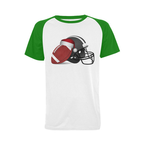 Santa Hat Football and Helmet Christmas Men's Raglan T-shirt (USA Size) (Model T11)