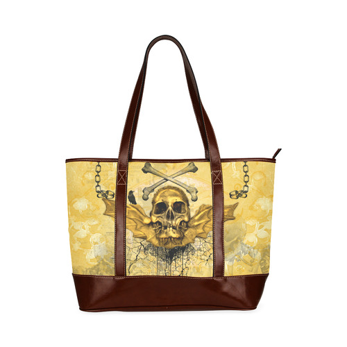 Awesome skull in golden colors Tote Handbag (Model 1642)