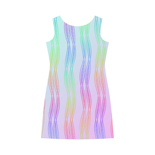 Curvy Rainbow Helix Round Collar Dress (D22)