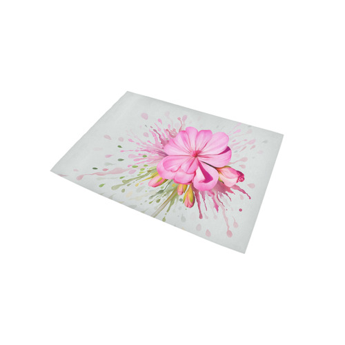 Pink flower color splash - watercolor Area Rug 5'x3'3''