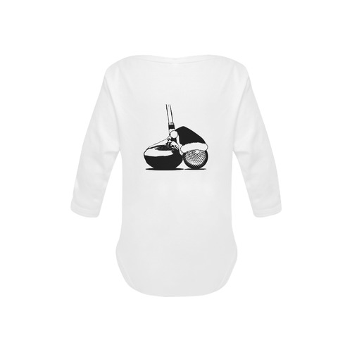 Santa Hat Golf Ball and Club Christmas Baby Powder Organic Long Sleeve One Piece (Model T27)