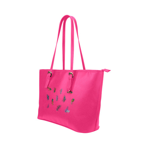 Luxury artistic "bag" with feathers. Exclusive collection in Wild Pink 2016 Leather Tote Bag/Large (Model 1651)