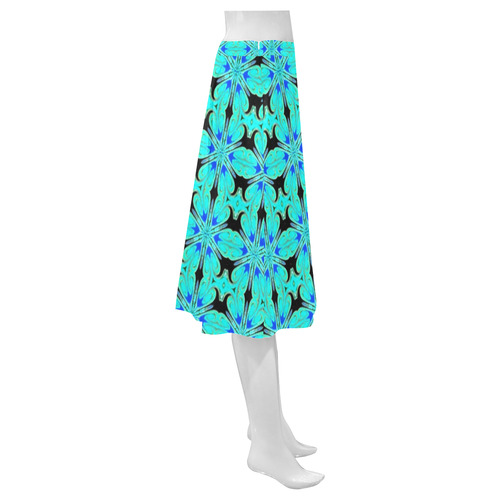 Teal and Black Mnemosyne Women's Crepe Skirt (Model D16)