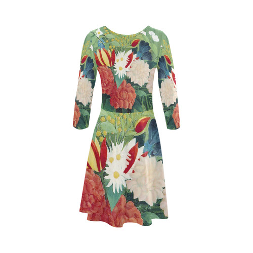 Rousseau Bouquet of Flowers Floral Still Life 3/4 Sleeve Sundress (D23)