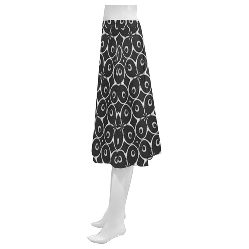 Black and Gray Abstract Mnemosyne Women's Crepe Skirt (Model D16)