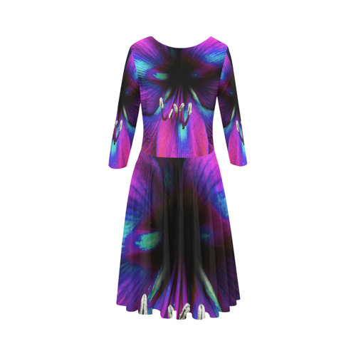 Neon Amaryllis by Martina Webster Elbow Sleeve Ice Skater Dress (D20)